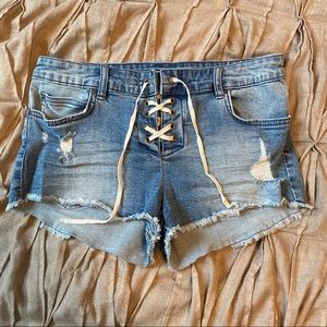 Billabong lace front stretch denim shorts